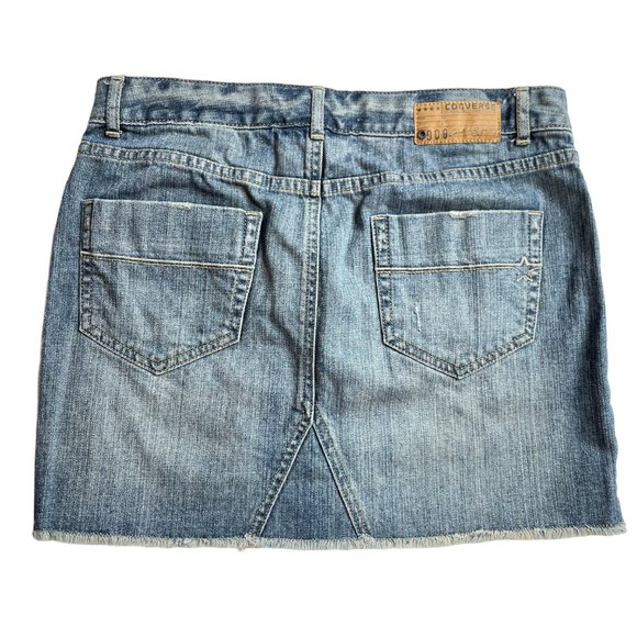 Converse Denim Skirt 28 Miniskirt Mini Short Jean Distressed Light Wash Frayed - Picture 2 of 13